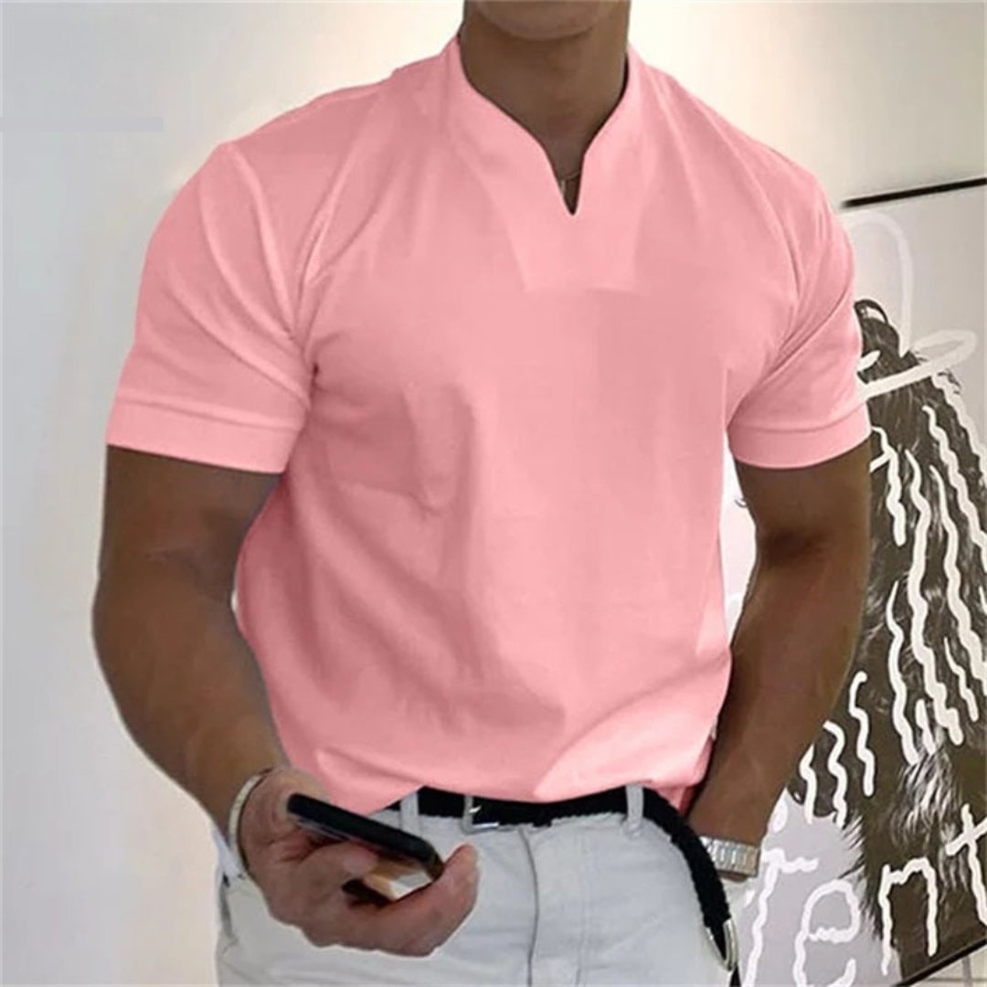 Maglietta Elegante Uomo | Collo alla Coreana & Taglio Slim Moderno