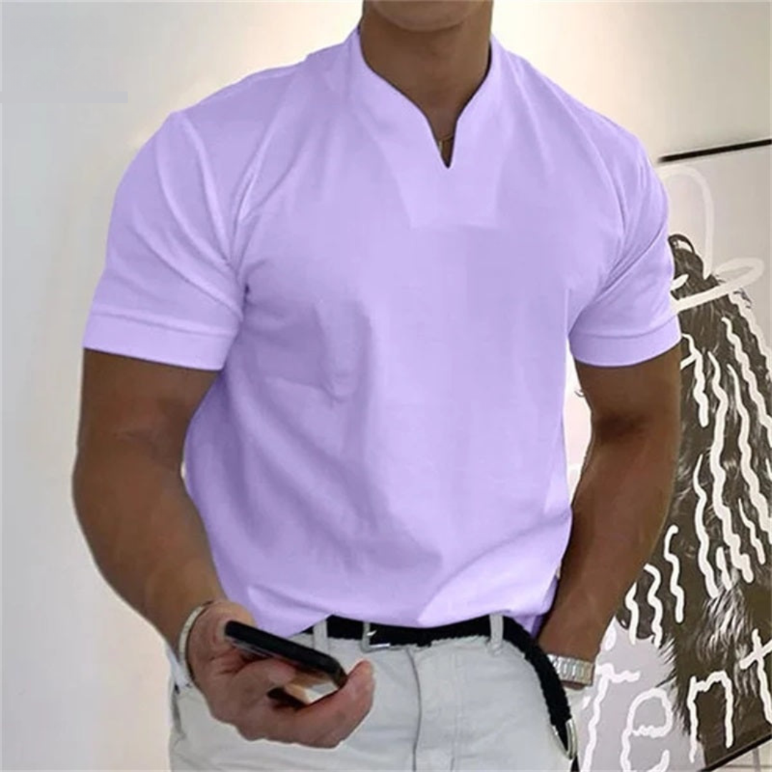 Maglietta Elegante Uomo | Collo alla Coreana & Taglio Slim Moderno
