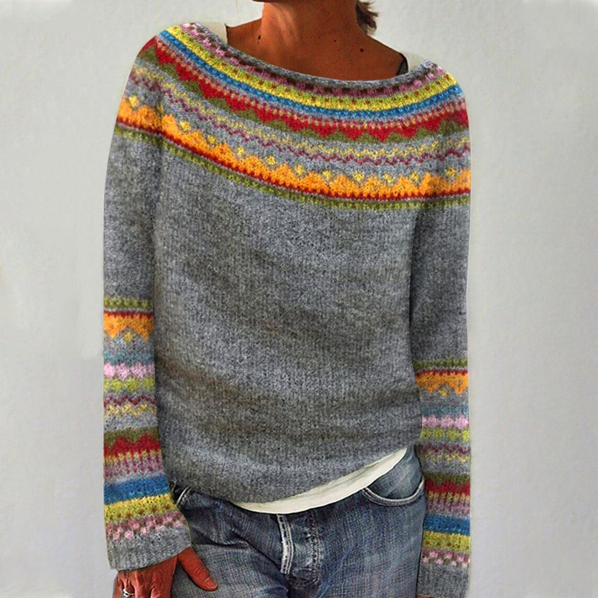 Maglione Donna Girocollo | Motivo Nordico & Comfort Quotidiano