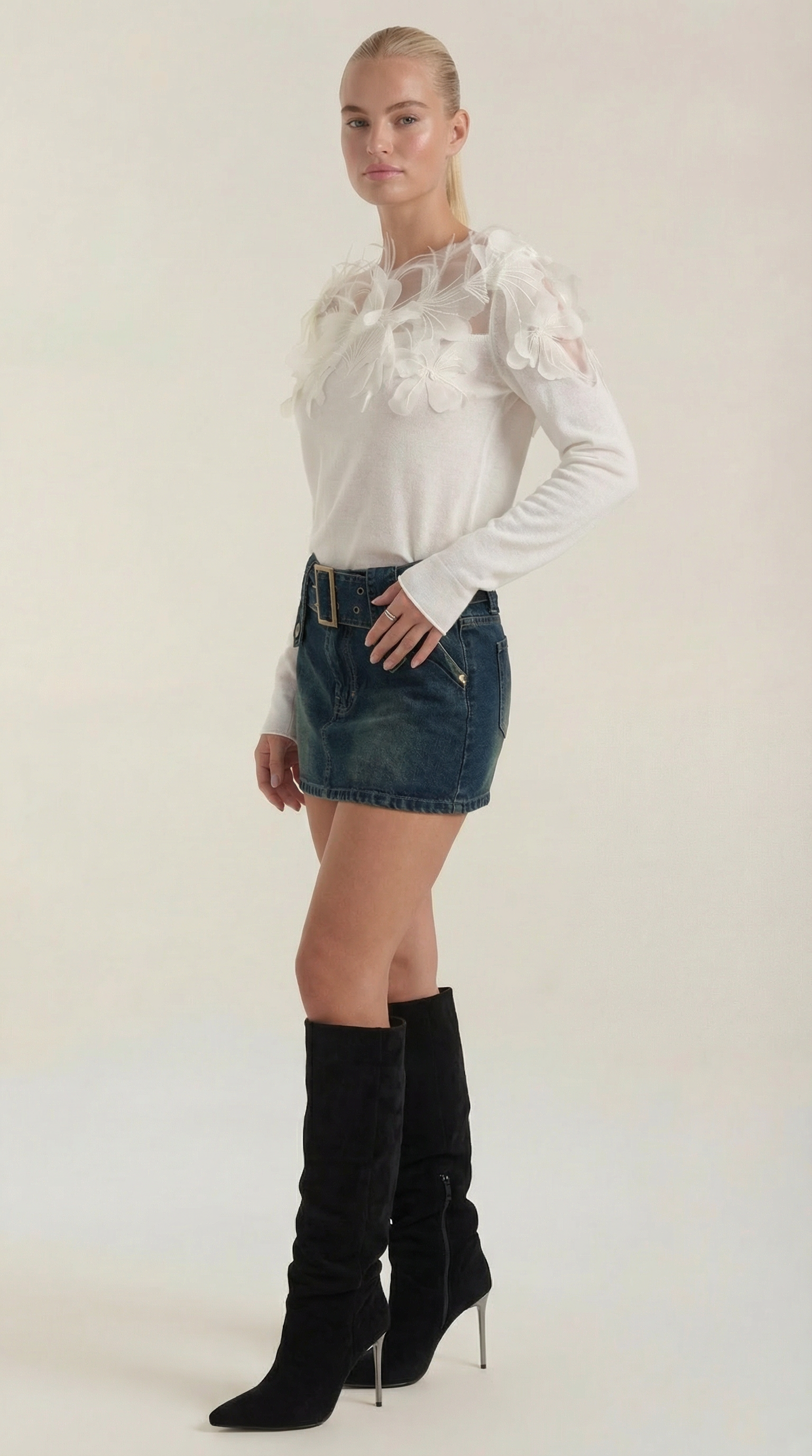 Maglione Donna | Girocollo con Dettaglio Piume