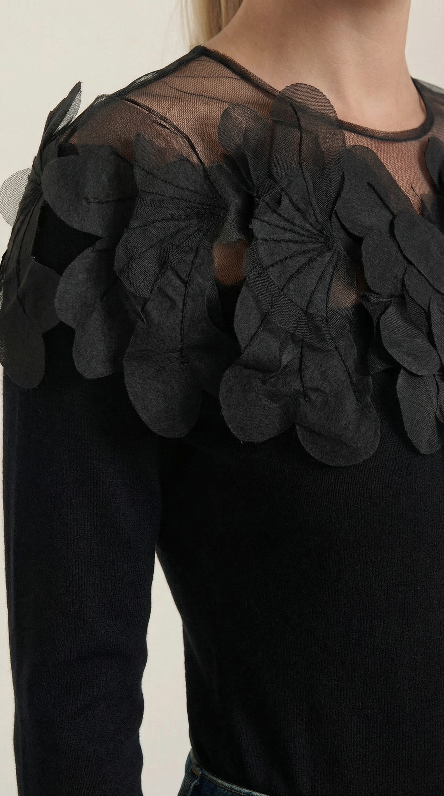 Maglione Donna | Girocollo con Dettaglio Piume