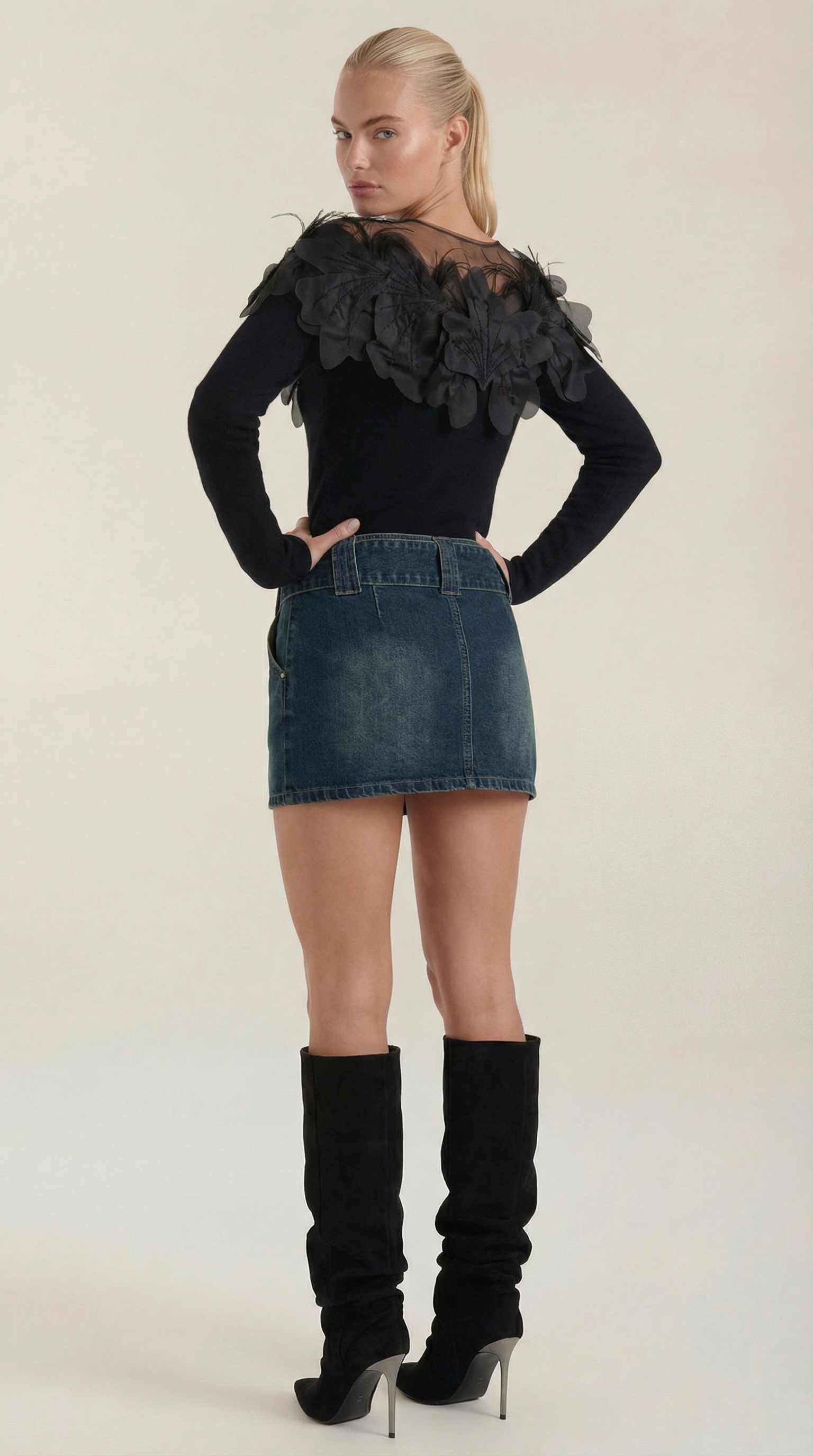 Maglione Donna | Girocollo con Dettaglio Piume