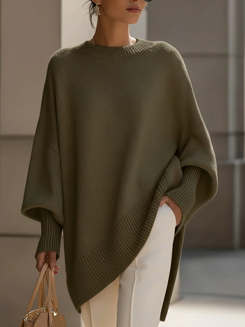 Maglione Donna | Linea Poncho Oversize e Orlo Asimmetrico
