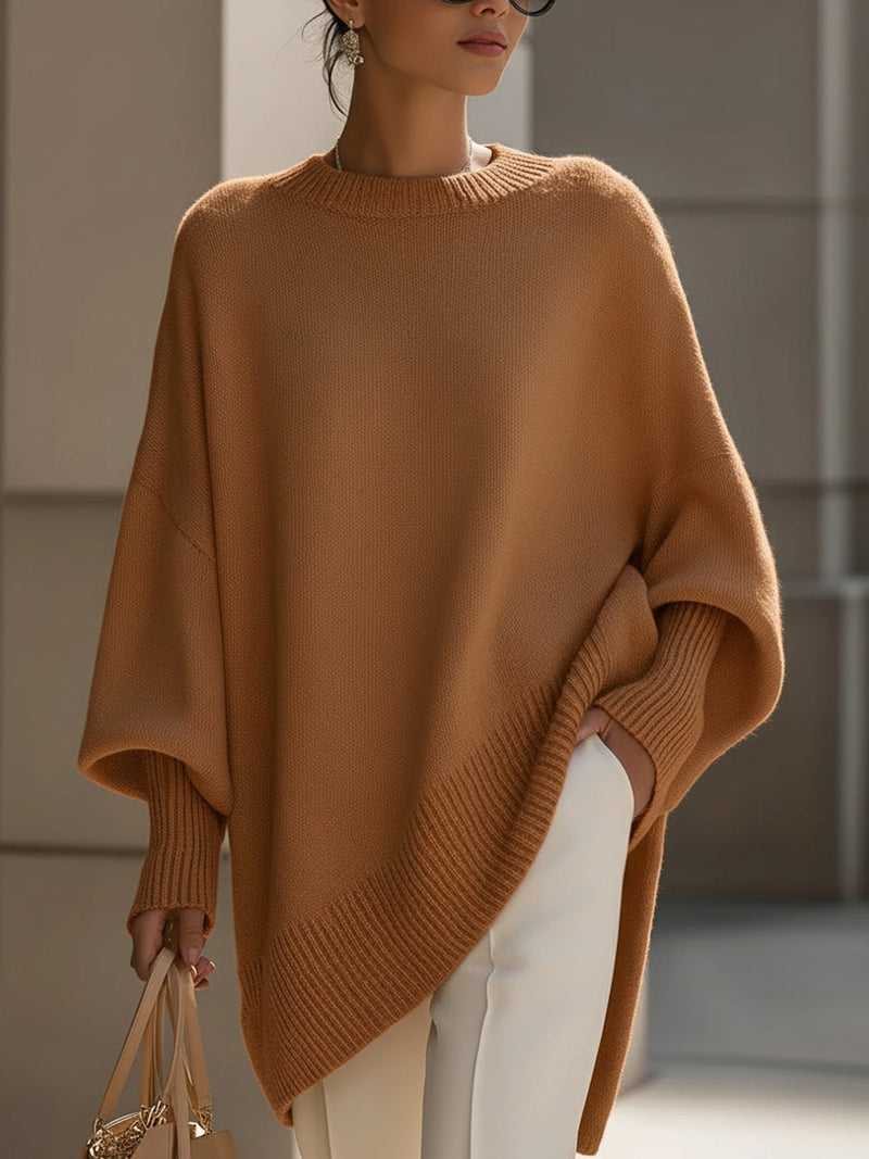 Maglione Donna | Linea Poncho Oversize e Orlo Asimmetrico