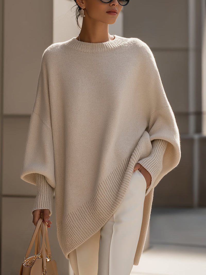 Maglione Donna | Linea Poncho Oversize e Orlo Asimmetrico