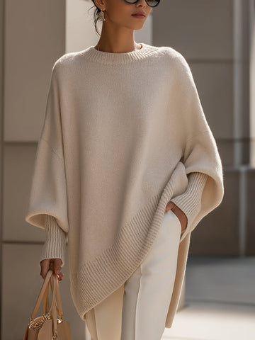 Maglione Donna | Linea Poncho Oversize e Orlo Asimmetrico