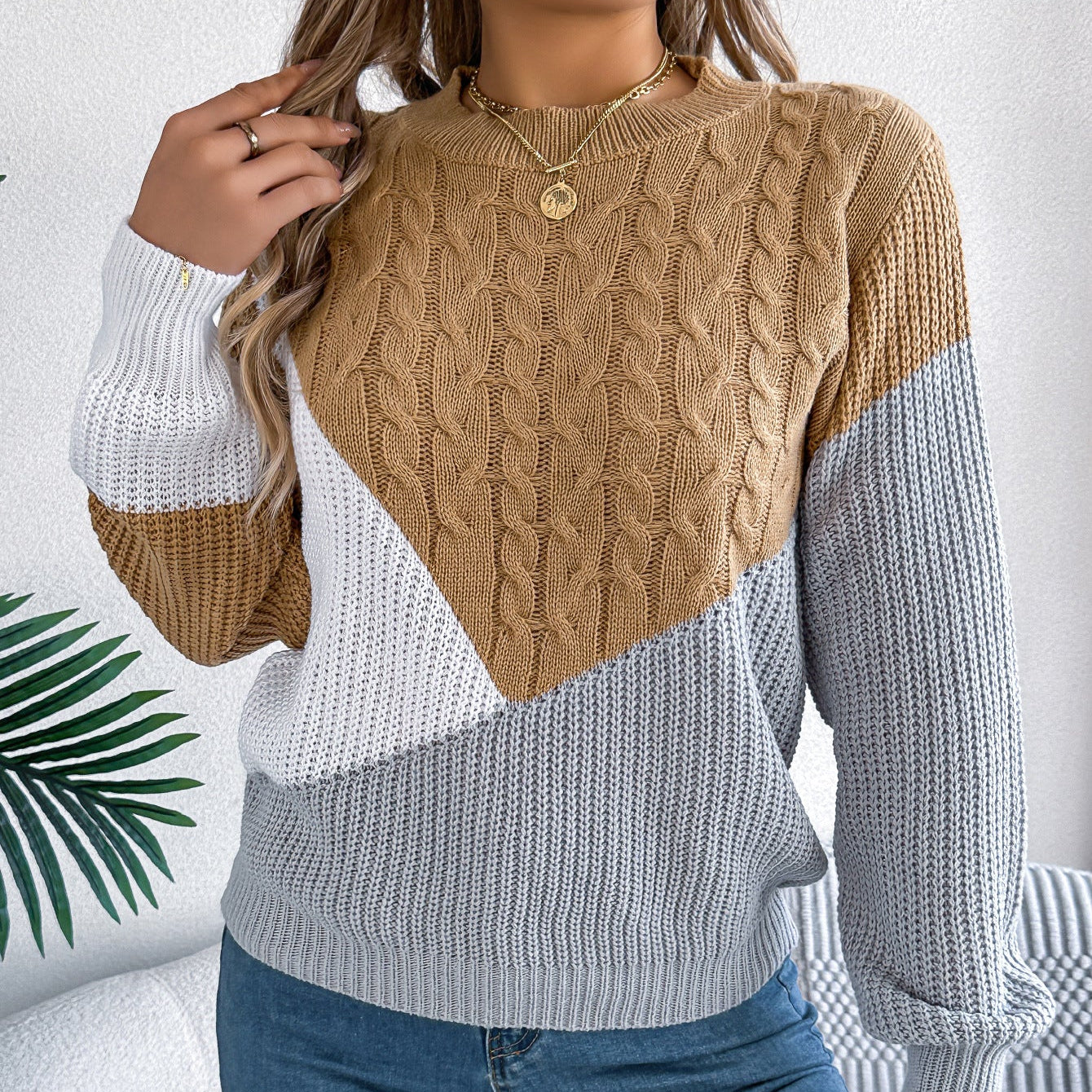 Maglione Donna | Maglia Twist con Dettagli a Contrasto