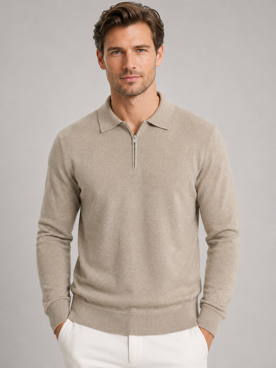 Men's Jumper | Refined Polo Collar with Half Zip