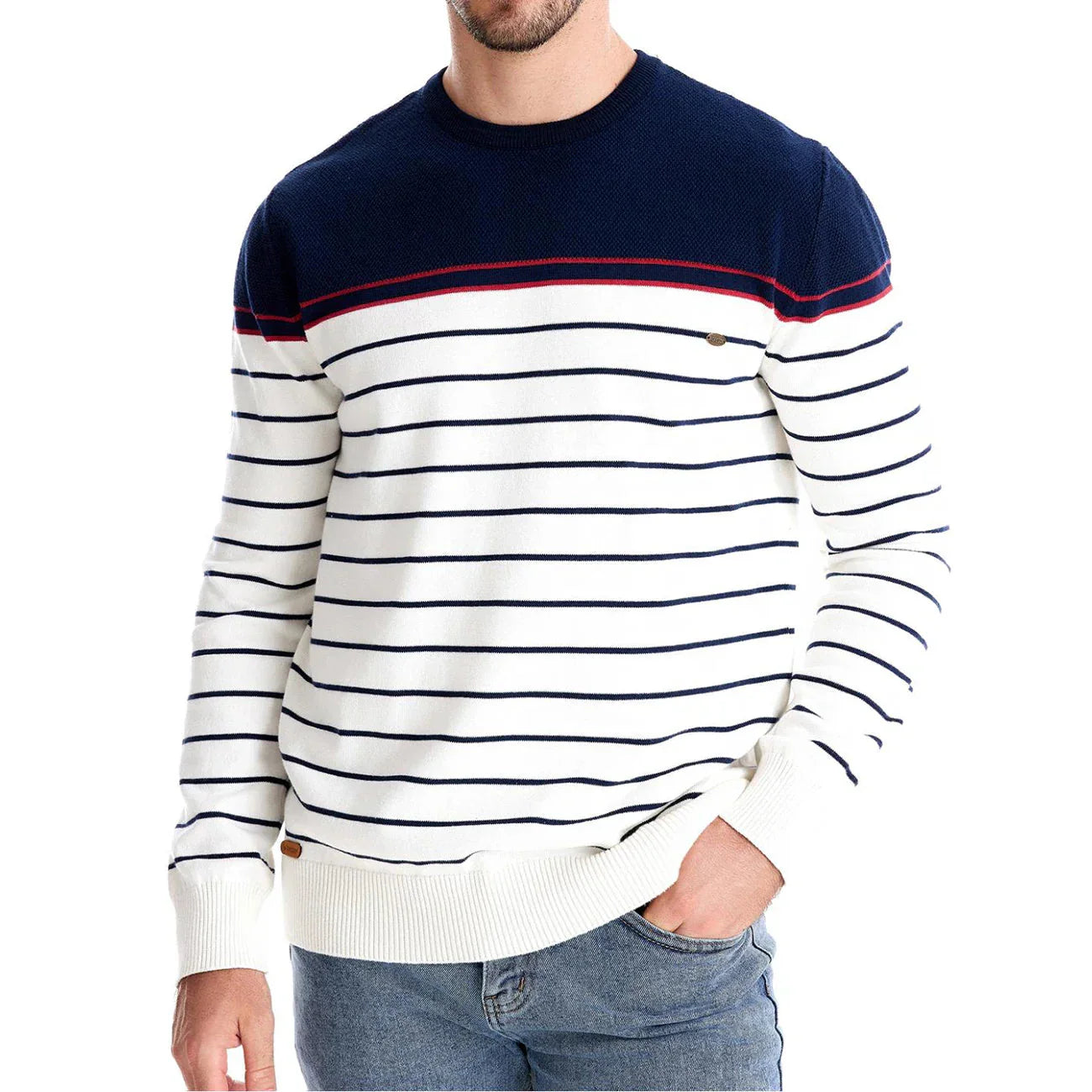 Maglione Uomo | Righe con Bordi a Coste