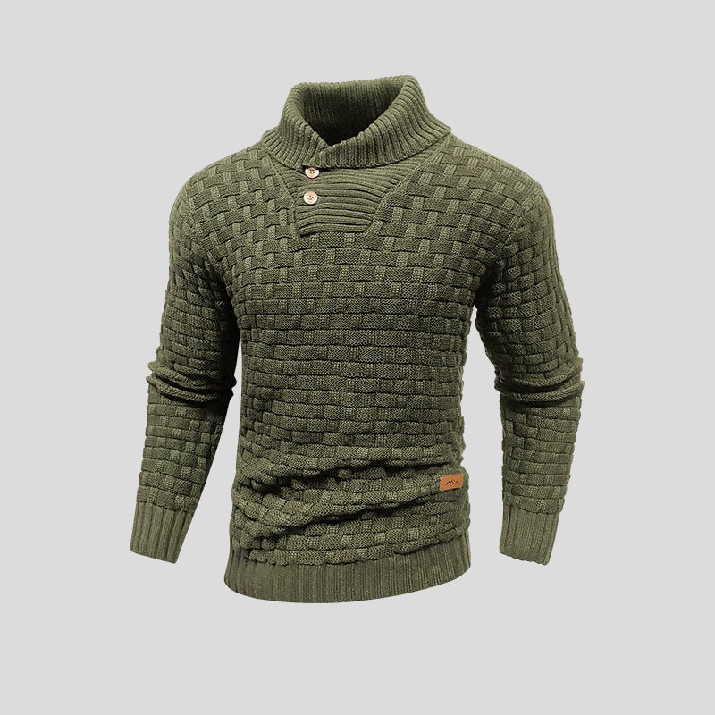 Maglione uomo con collo alto e motivo intrecciato
