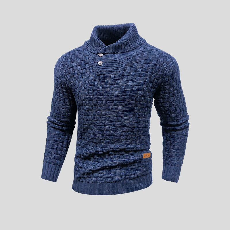 Maglione uomo con collo alto e motivo intrecciato