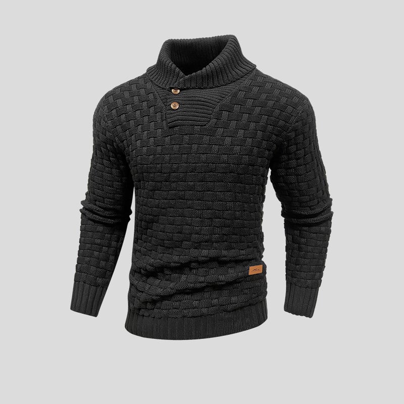 Maglione uomo con collo alto e motivo intrecciato