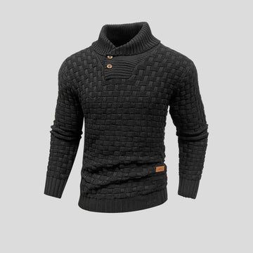 Maglione uomo con collo alto e motivo intrecciato