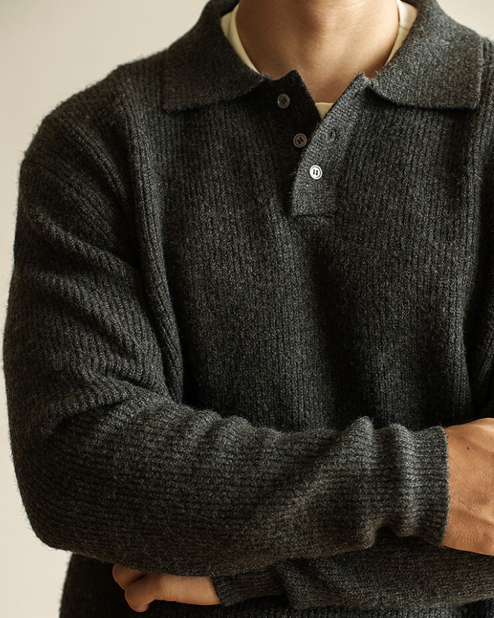 Maglione Polo Uomo in Maglia Leggera Maniche Lunghe 3
