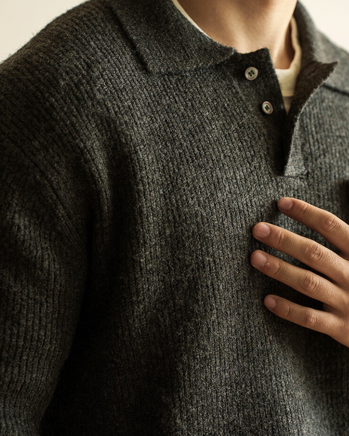 Maglione Polo Uomo in Maglia Leggera Maniche Lunghe 5