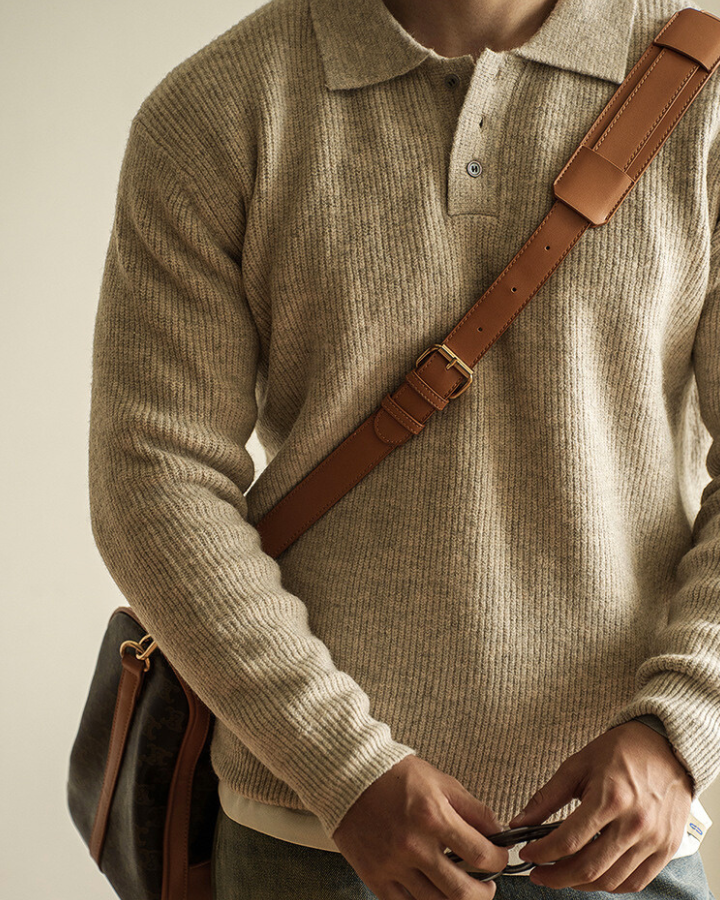 Maglione Polo Uomo in Maglia Maniche Lunghe Elegante 4