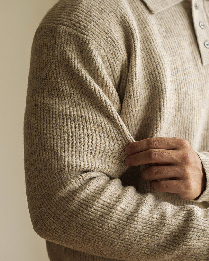 Maglione Polo Uomo in Maglia Maniche Lunghe Elegante 6