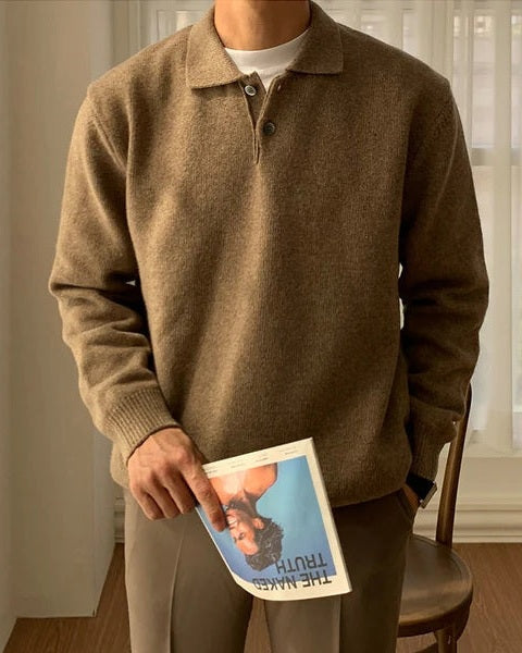 Maglione Polo Uomo in Maglia Morbida Colletto Comfort 0