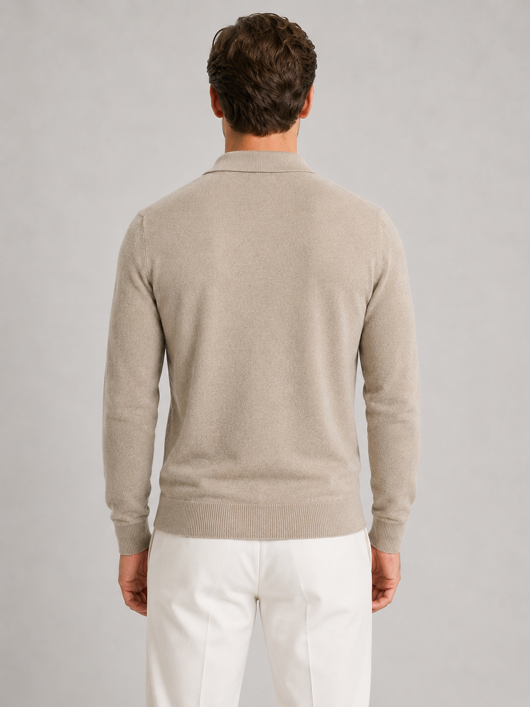 Maglione Uomo Collo Polo Mezza Zip in Maglia Fine 1