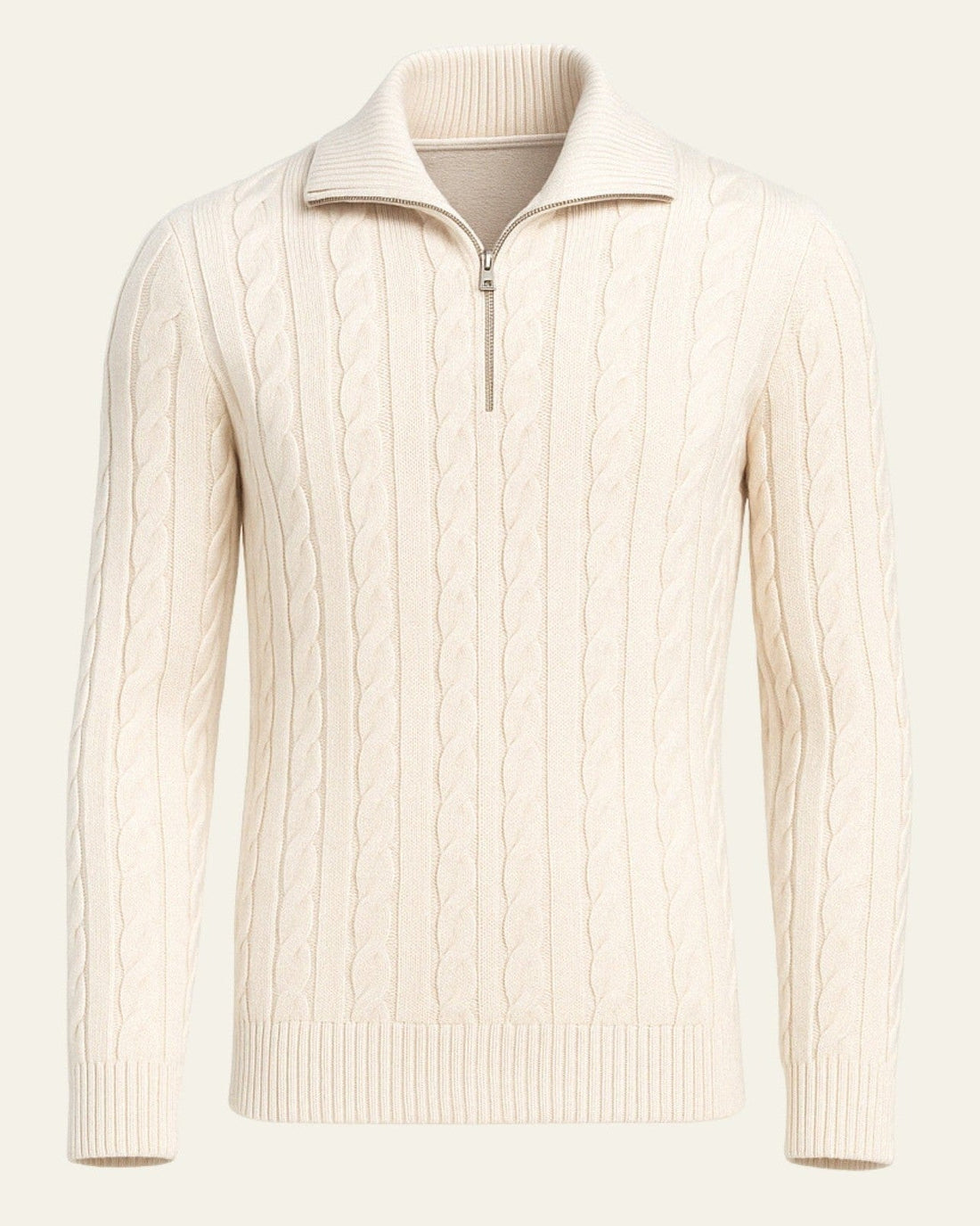 Maglione Uomo Lavorato con Zip in Cotone Pettinato Resistente 0