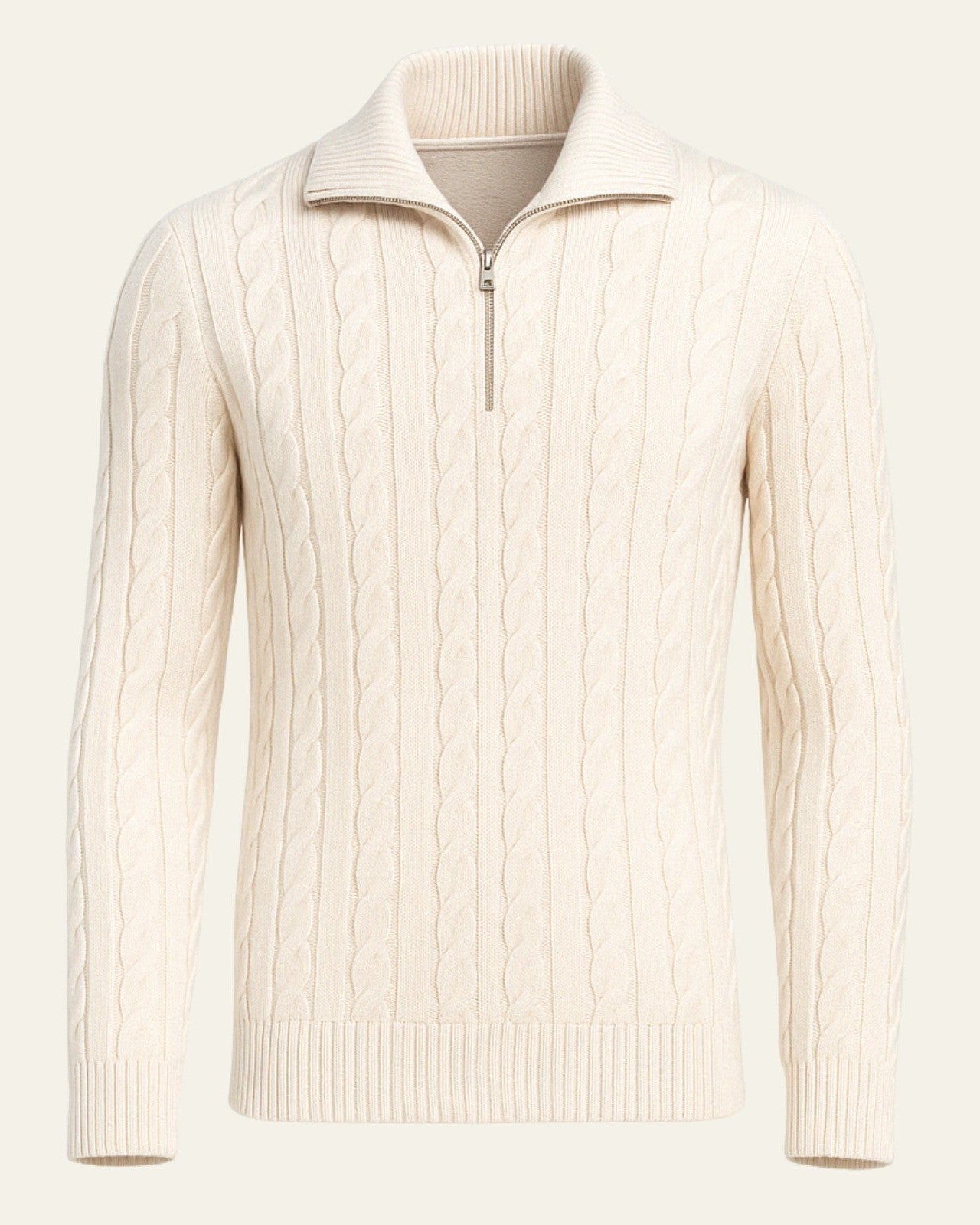 Maglione Uomo Lavorato con Zip in Cotone Pettinato Resistente 0
