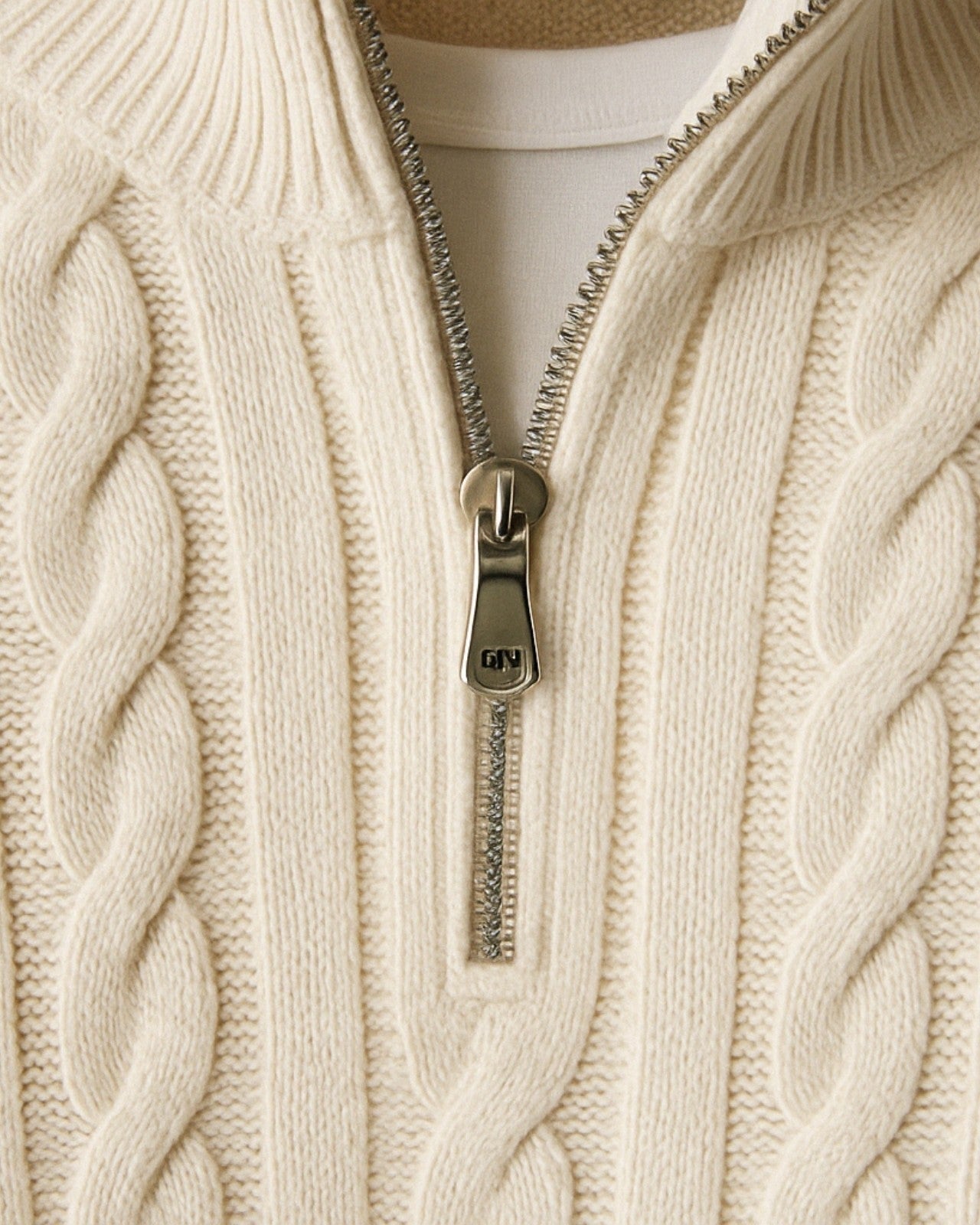 Maglione Uomo Lavorato con Zip in Cotone Pettinato Resistente 2