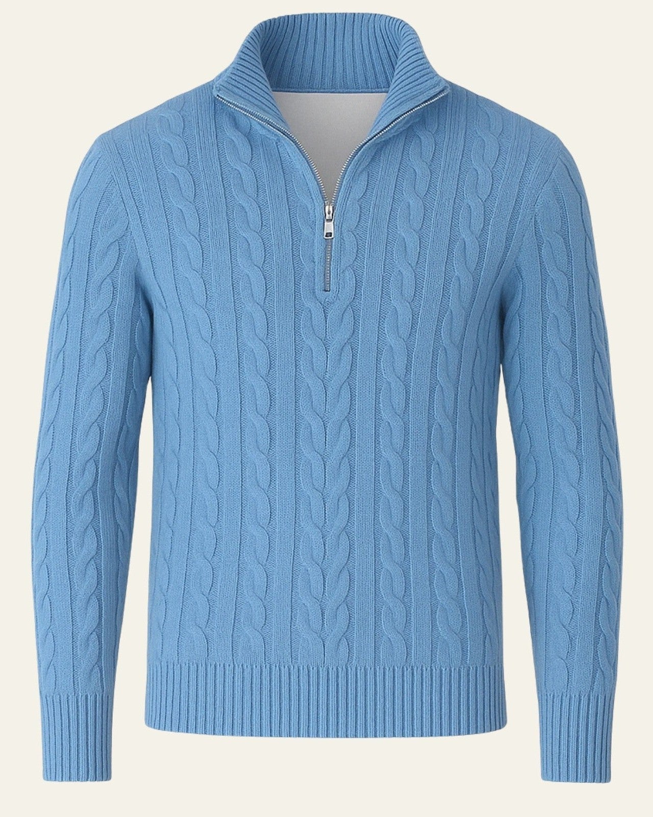 Maglione Uomo Lavorato con Zip in Cotone Pettinato Resistente 3
