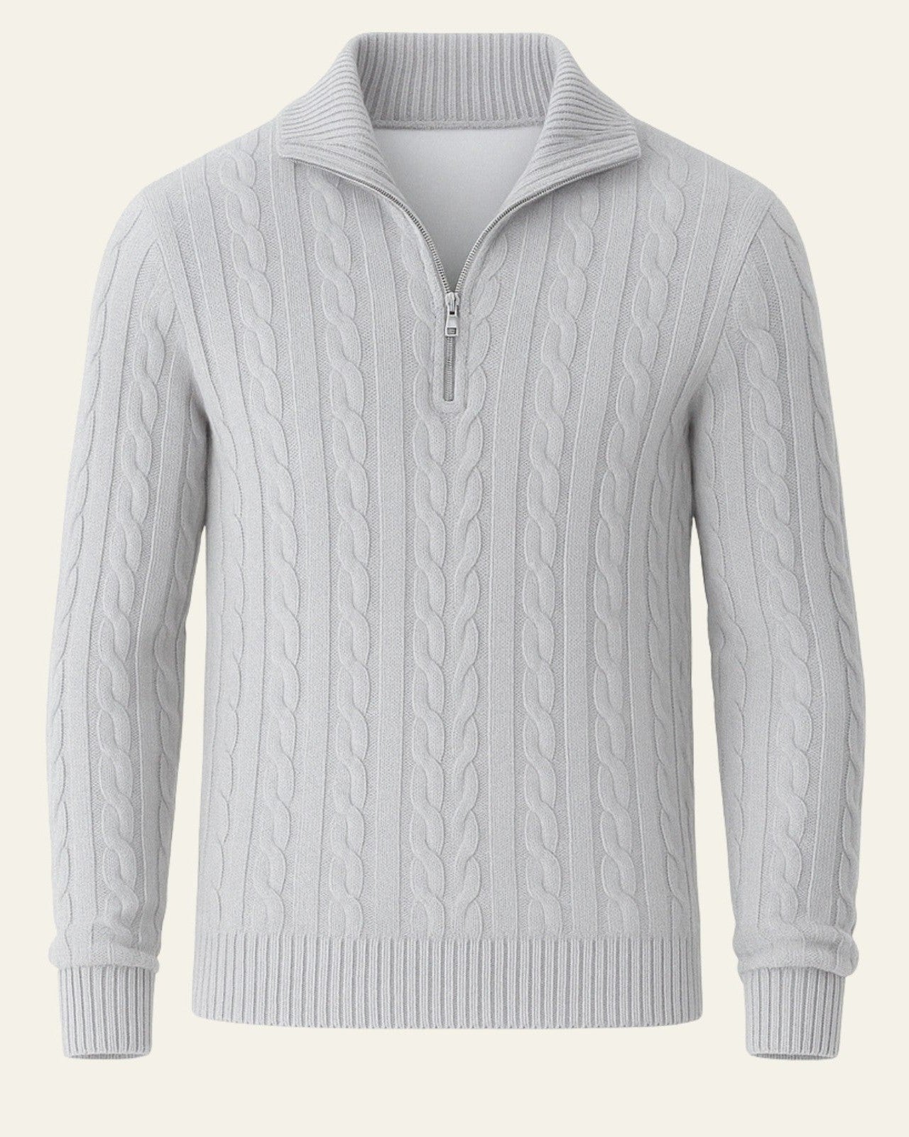 Maglione Uomo Lavorato con Zip in Cotone Pettinato Resistente 4