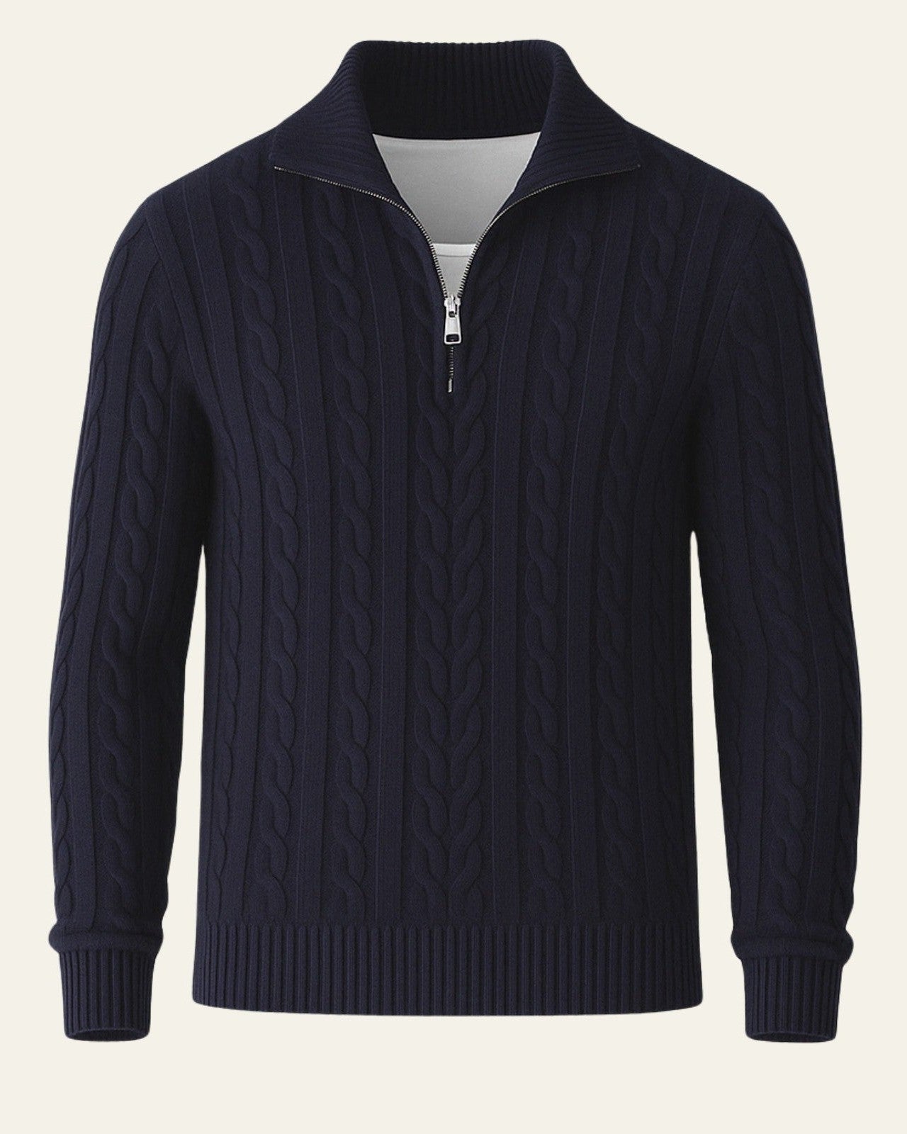 Maglione Uomo Lavorato con Zip in Cotone Pettinato Resistente 5