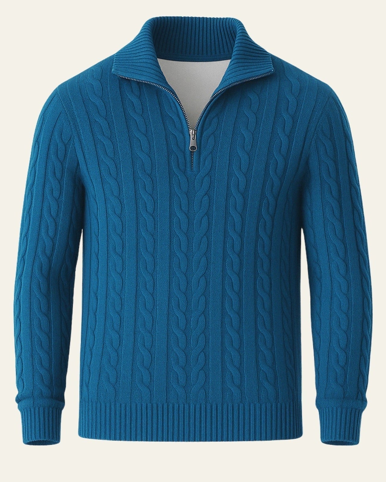 Maglione Uomo Lavorato con Zip in Cotone Pettinato Resistente 6