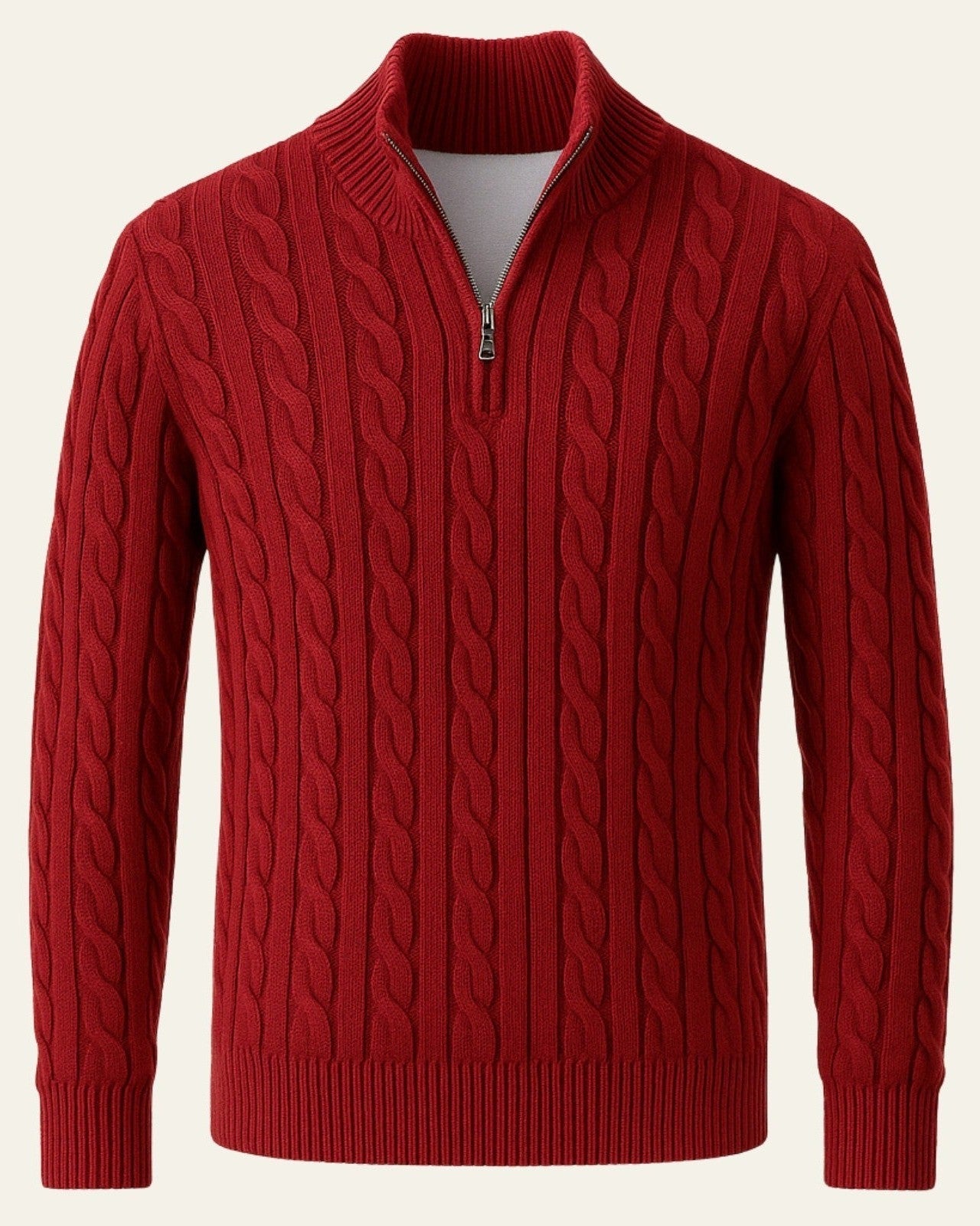 Maglione Uomo Lavorato con Zip in Cotone Pettinato Resistente 8