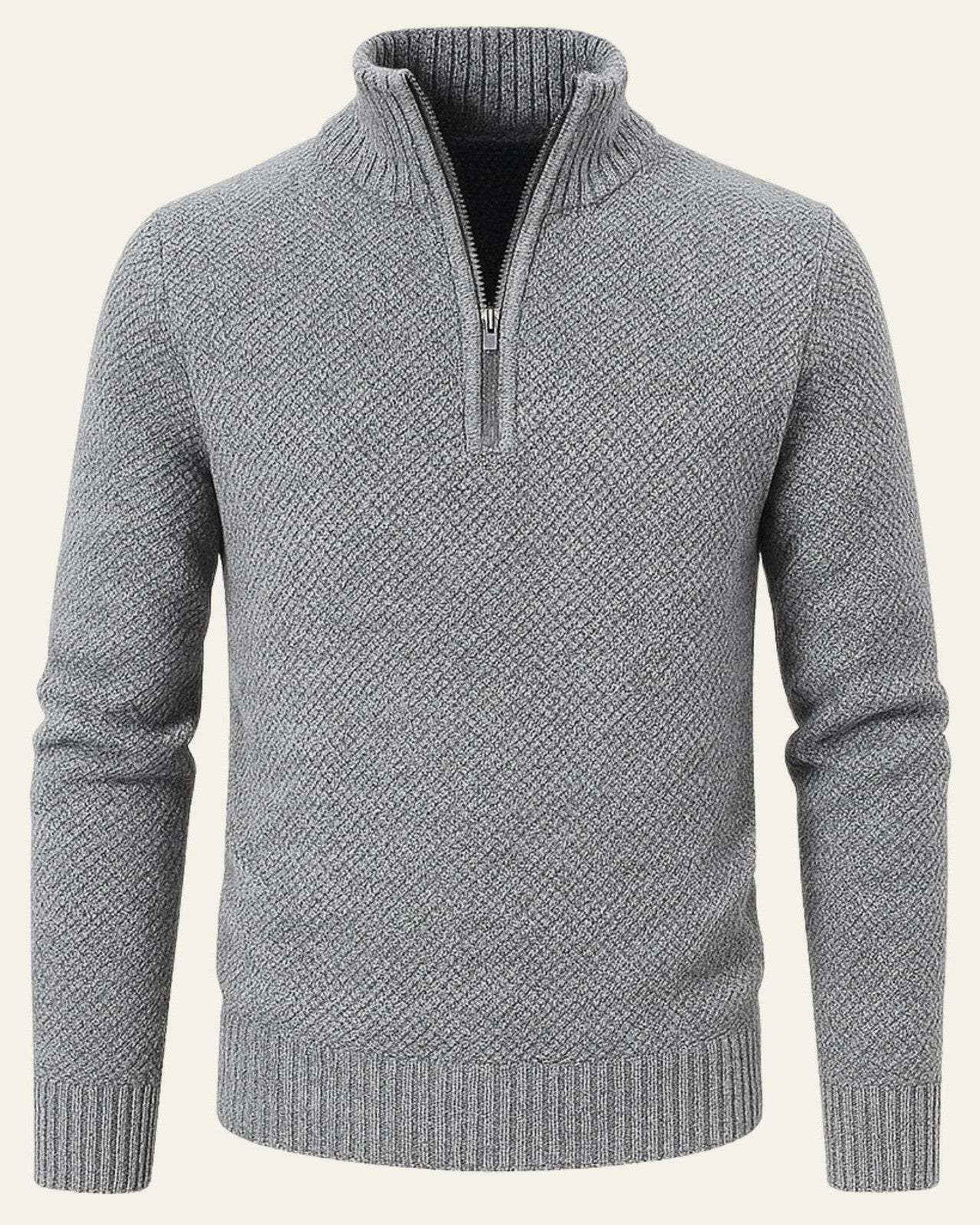 Maglione Uomo Testurizzato con Zip a Metà Texture Raffinata 1