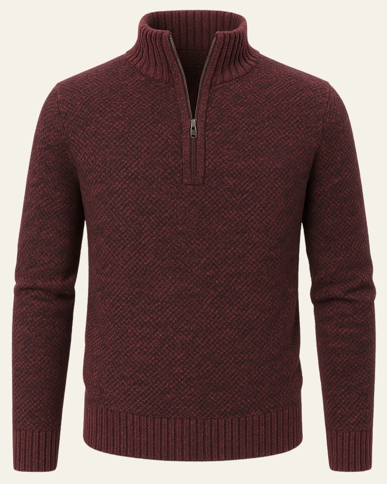 Maglione Uomo Testurizzato con Zip a Metà Texture Raffinata 2