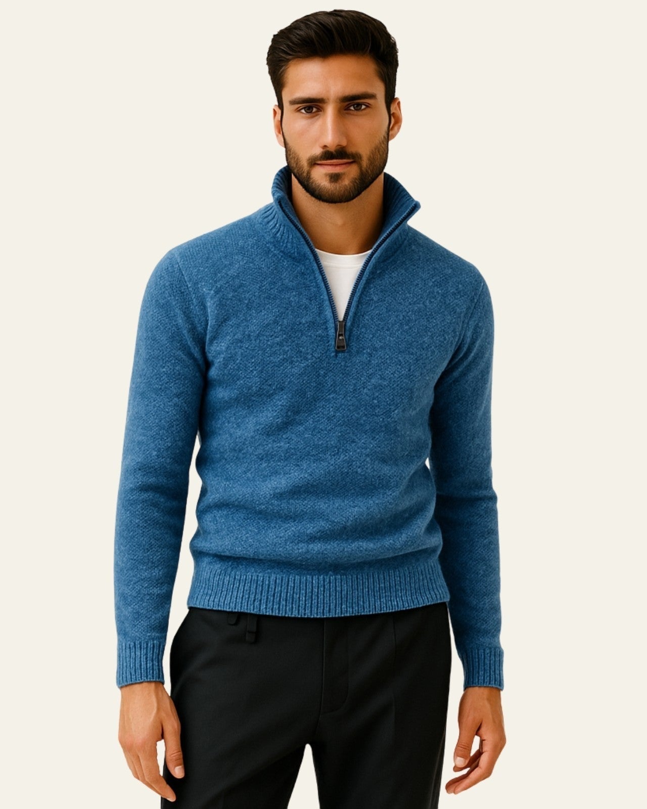 Maglione Uomo Testurizzato con Zip a Metà Texture Raffinata 3