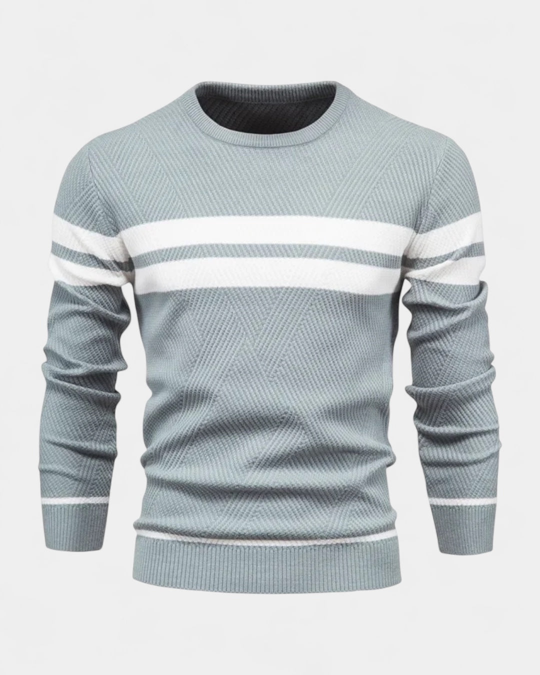 Maglione Uomo a Righe Girocollo Misto Viscosa Cotone Leggero 1