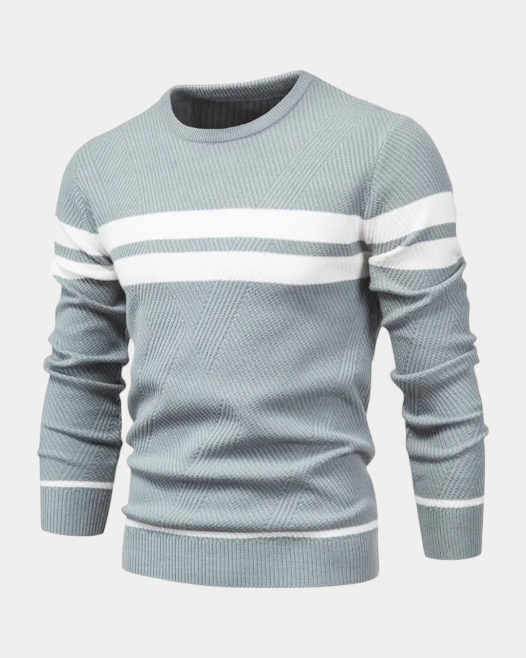 Maglione Uomo a Righe Girocollo Misto Viscosa Cotone Leggero 2