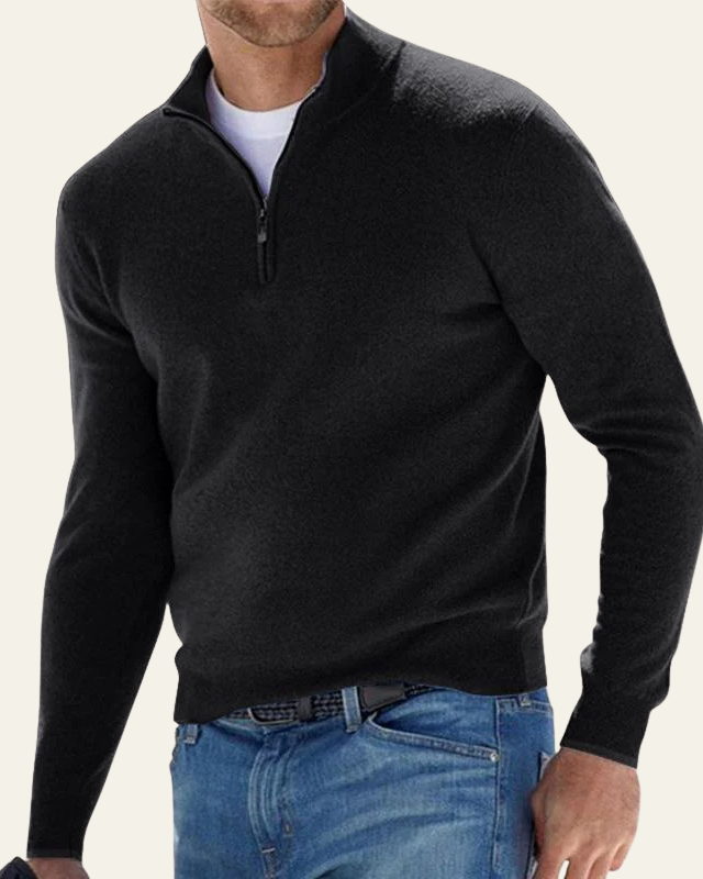 Maglione Uomo con Cerniera a Metà Raffinatezza Sobria Versatile 3