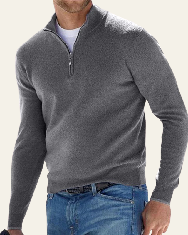 Maglione Uomo con Cerniera a Metà Raffinatezza Sobria Versatile 5