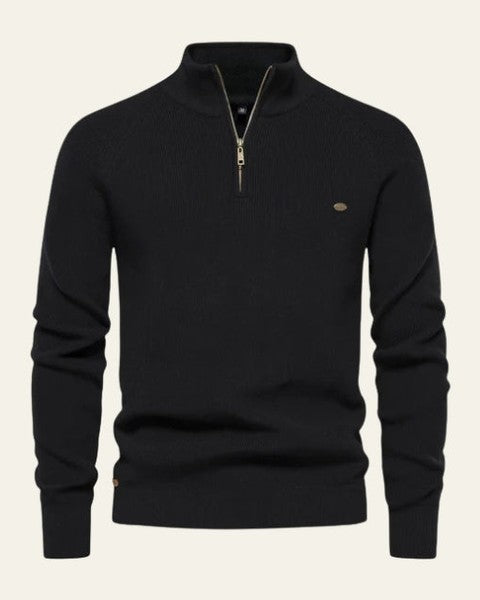 Maglione Uomo con Zip Collo Alto Maglia a Coste Raffinato 0