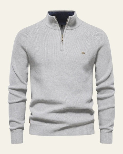 Maglione Uomo con Zip Collo Alto Maglia a Coste Raffinato 2