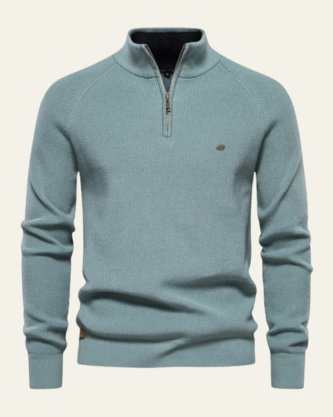 Maglione Uomo con Zip Collo Alto Maglia a Coste Raffinato 3