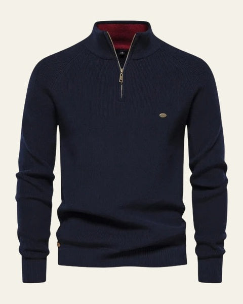 Maglione Uomo con Zip Collo Alto Maglia a Coste Raffinato 4