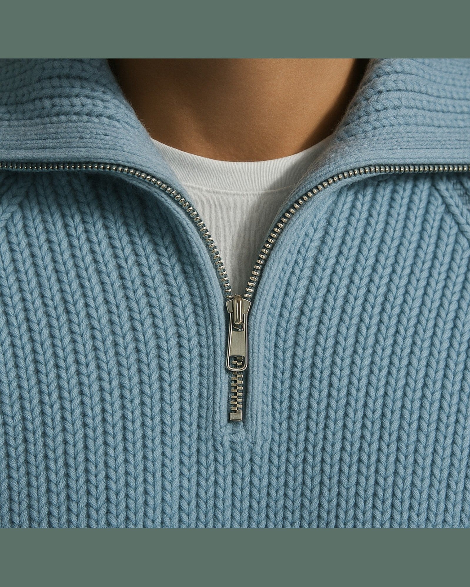 Maglione Uomo con Zip a Metà Torace Caldo Maglia di Qualità 2