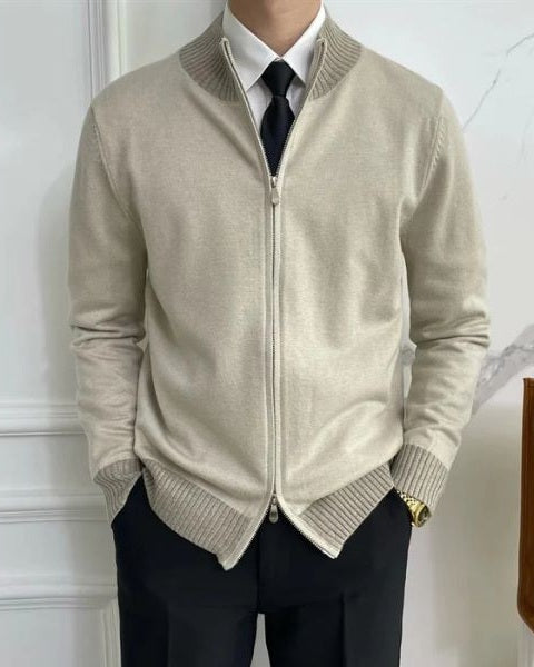 Maglione Uomo con Zip in Maglia Fine Taglio Pulito Versatile 0