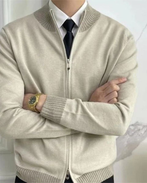 Maglione Uomo con Zip in Maglia Fine Taglio Pulito Versatile 2