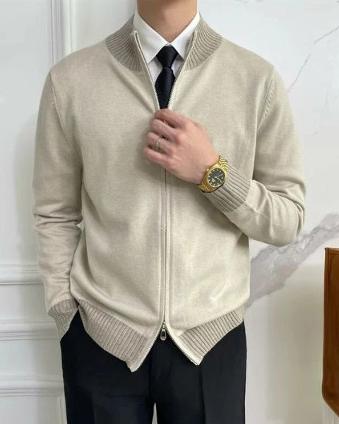 Maglione Uomo con Zip in Maglia Fine Taglio Pulito Versatile 3