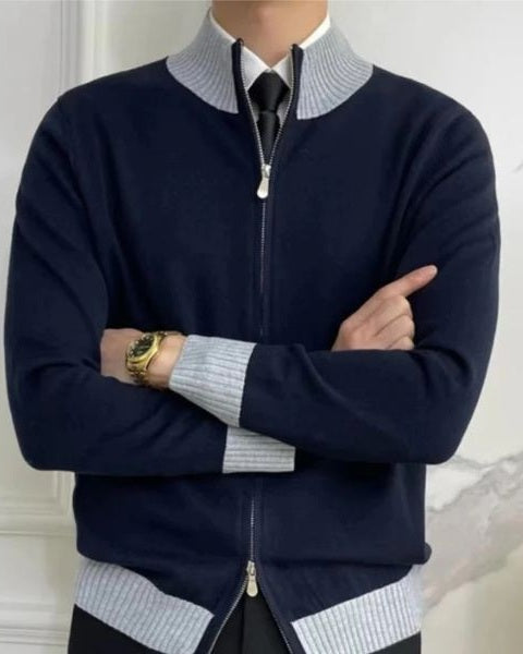 Maglione Uomo con Zip in Maglia Fine Taglio Pulito Versatile 6