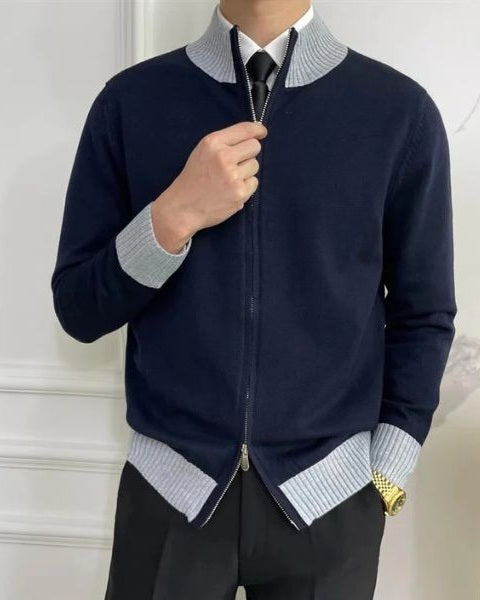 Maglione Uomo con Zip in Maglia Fine Taglio Pulito Versatile 8