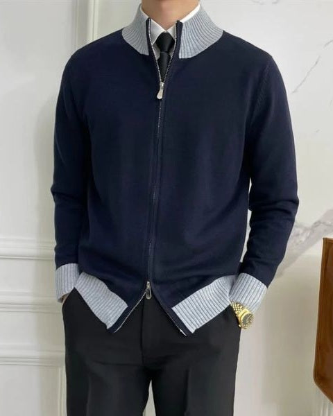 Maglione Uomo con Zip in Maglia Fine Taglio Pulito Versatile 9
