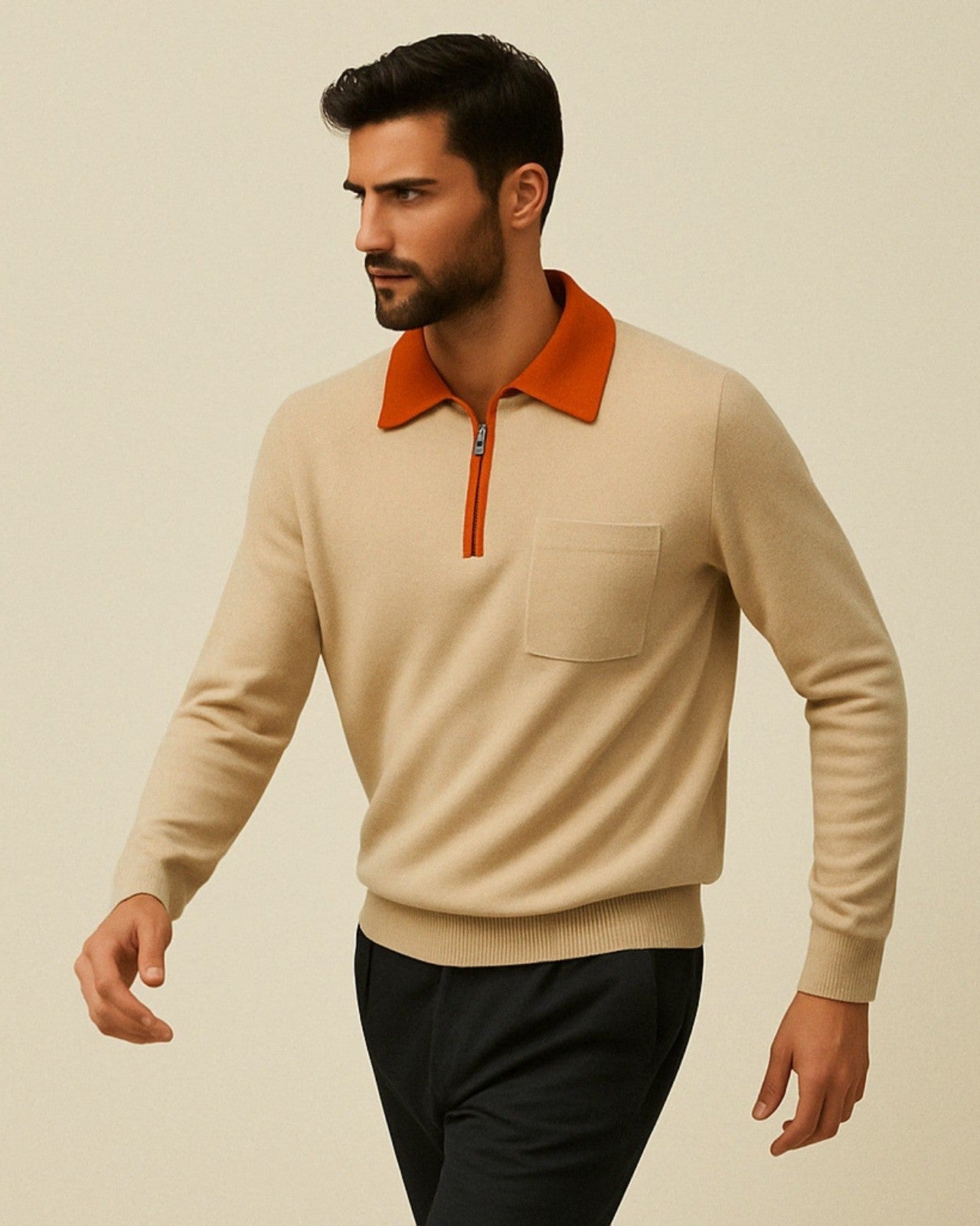 Maglione Uomo in Cashmere con Zip Morbido Raffinato Premium 1